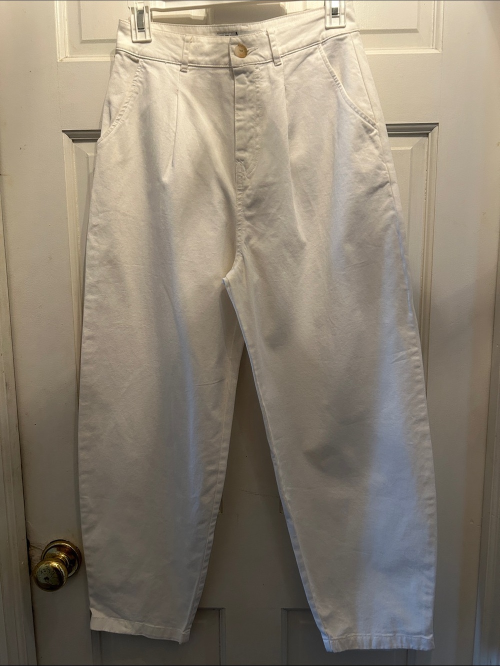 Zara White Cropped Ankle Pants